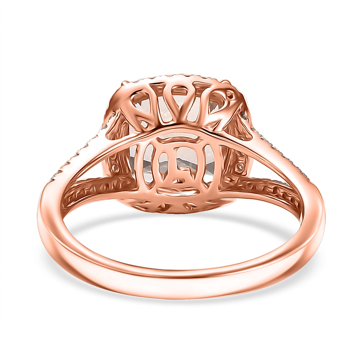 Certified & Appraised Luxoro AAA Marropino Morganite and G-H I2 Diamond 3.91 ctw Ring in 10K Rose Gold (Size 8.0) (Del. in 10-15 Days) image number 4