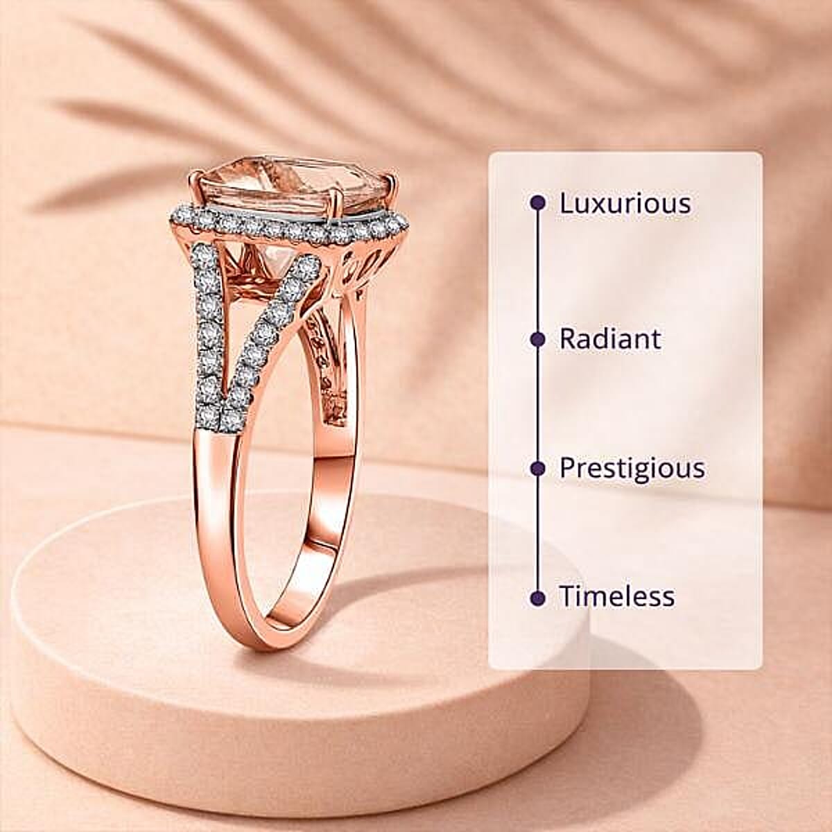 Certified & Appraised Luxoro 10K Rose Gold AAA Marropino Morganite, Diamond (G-H, I2) (0.45 cts) Ring (Size 10.0) (Del. in 10-15 Days) 3.91 ctw image number 3