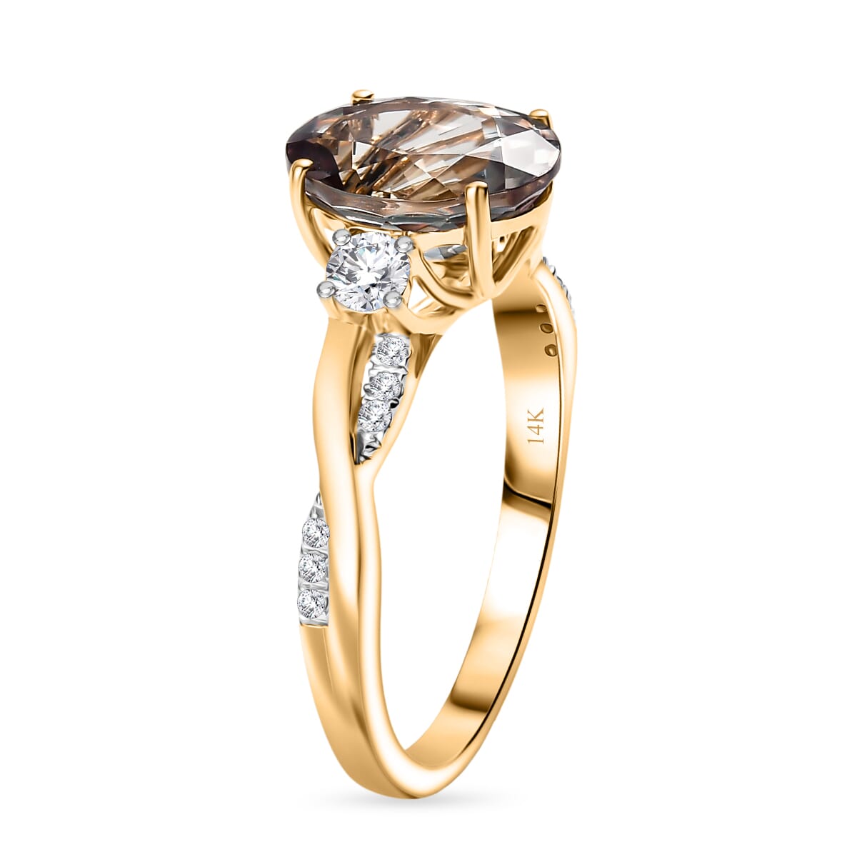 Certified & Appraised Luxoro AAA Turkizite and G-H I2 Diamond 3.43 ctw Ring in 14K Yellow Gold (Size 10.0) (Del. in 10-15 Days) image number 3