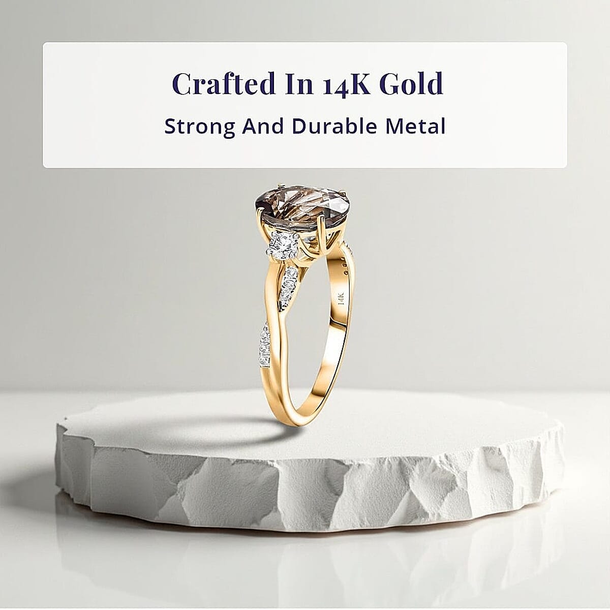 Certified & Appraised Luxoro 14K Yellow Gold AAA Turkizite and Diamond (G-H, I2) (0.29 cts) Ring (Size 10.0) (Del. in 10-15 Days) 3.43 ctw image number 3