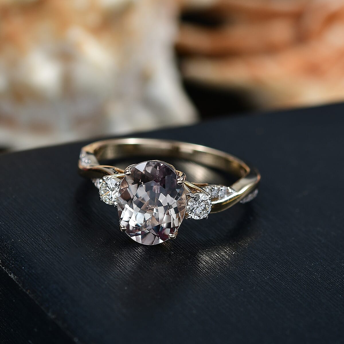 Certified & Appraised Luxoro AAA Turkizite and G-H I2 Diamond 3.43 ctw Ring in 14K Yellow Gold (Size 7.0) (Del. in 10-15 Days) image number 1