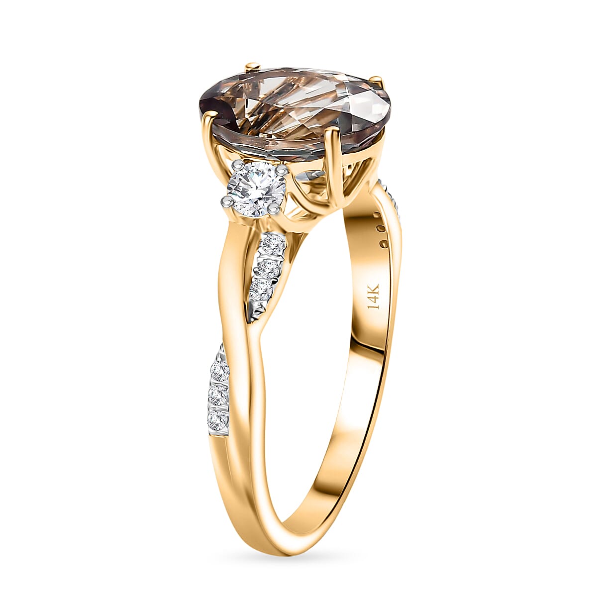 Certified & Appraised Luxoro AAA Turkizite and G-H I2 Diamond 3.43 ctw Ring in 14K Yellow Gold (Size 7.0) (Del. in 10-15 Days) image number 3