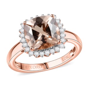 Certified & Appraised Luxoro AAA Marropino Morganite and G-H I2 Diamond 3.75 ctw Ring in 10K Rose Gold (Size 10.0) (Del. in 10-15 Days)