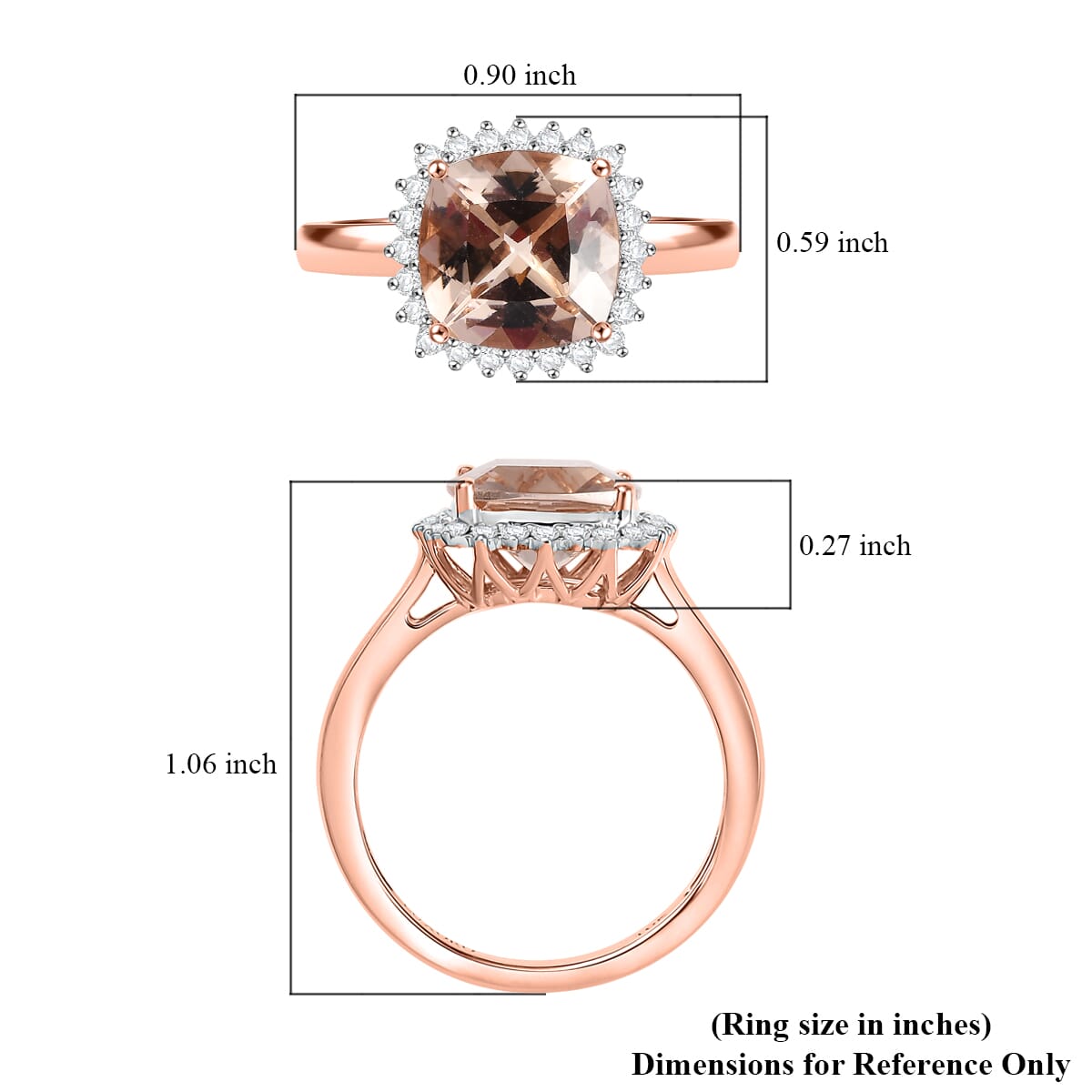 Certified & Appraised Luxoro AAA Marropino Morganite and G-H I2 Diamond 3.75 ctw Ring in 10K Rose Gold (Size 10.0) (Del. in 10-15 Days) image number 5