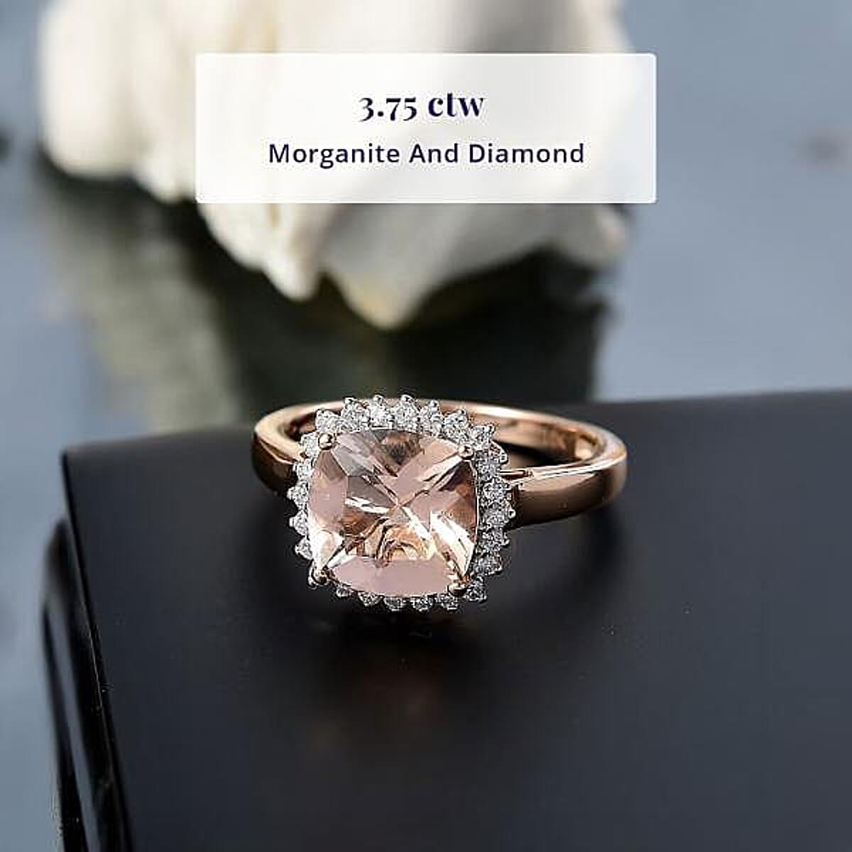 Certified & Appraised Luxoro 10K Rose Gold AAA Marropino Morganite, Diamond (G-H, I2) (0.29 cts) Ring (Size 10.0) (Del. in 10-15 Days) 3.75 ctw image number 2
