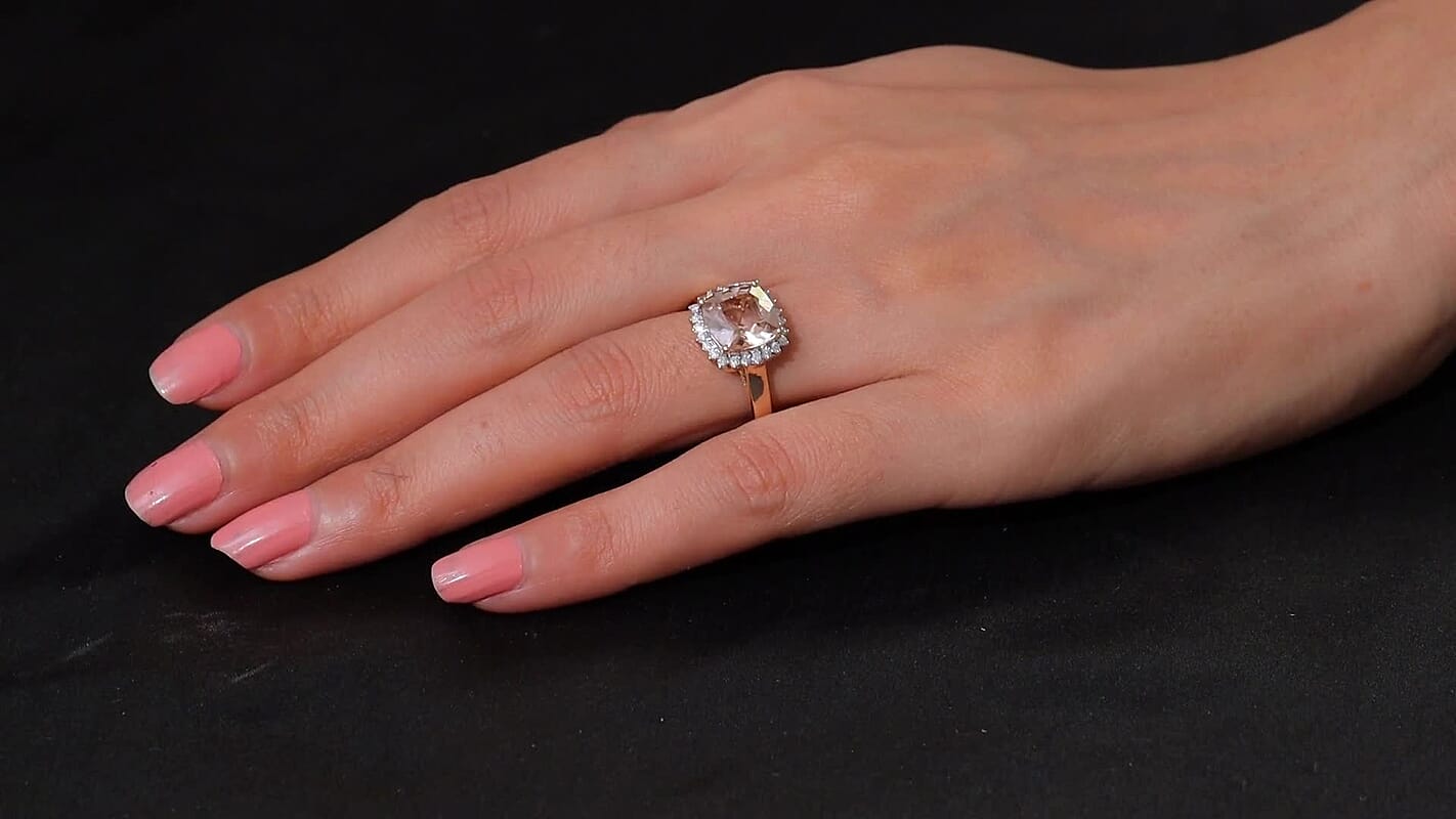 Certified & Appraised Luxoro 10K Rose Gold AAA Marropino Morganite, Diamond (G-H, I2) (0.29 cts) Ring (Size 10.0) (Del. in 10-15 Days) 3.75 ctw