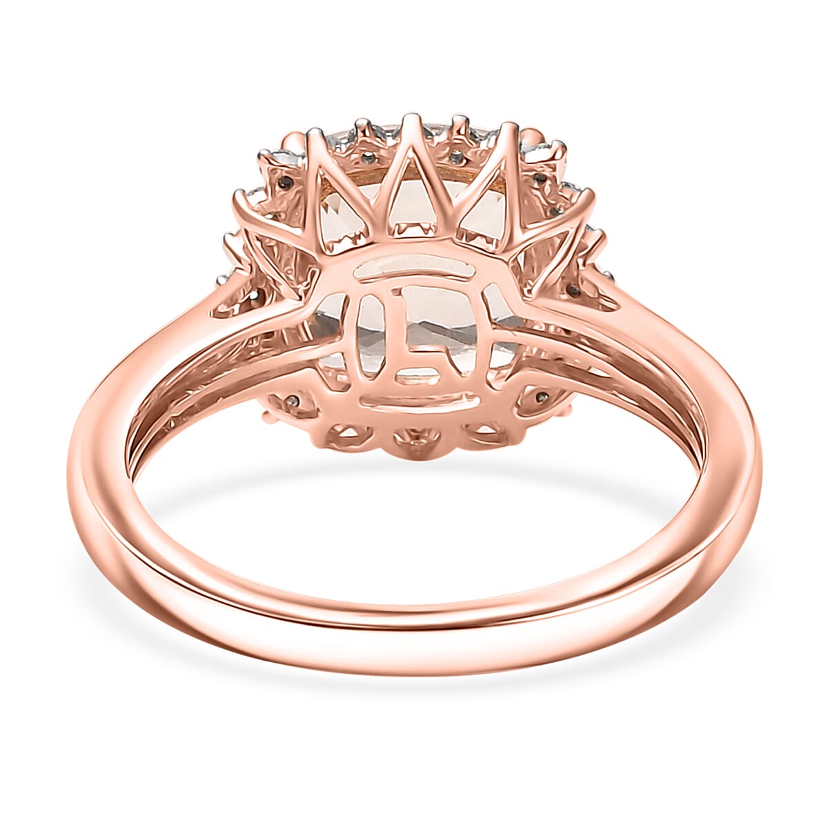 Certified & Appraised Luxoro AAA Marropino Morganite and G-H I2 Diamond 3.75 ctw Ring in 10K Rose Gold (Size 9.0) (Del. in 10-15 Days) image number 4