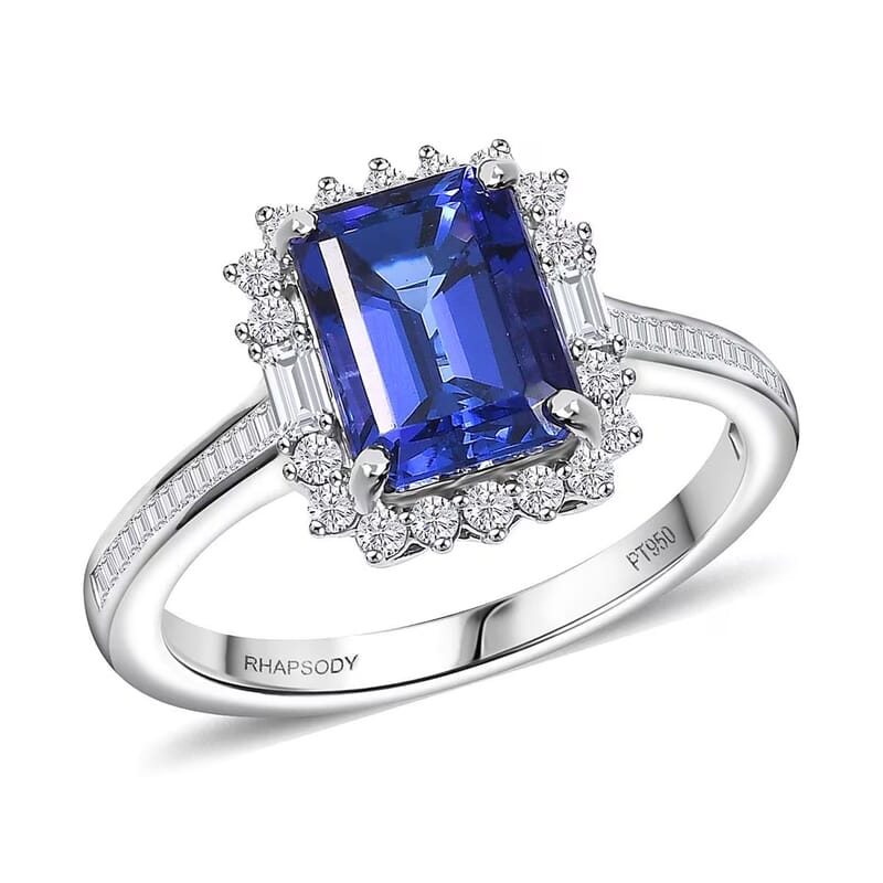 Certified & Appraised Rhapsody AAAA Tanzanite and E-F VS Diamond 3.44 ctw Ring in 950 Platinum (Size 10.0) 6 Grams