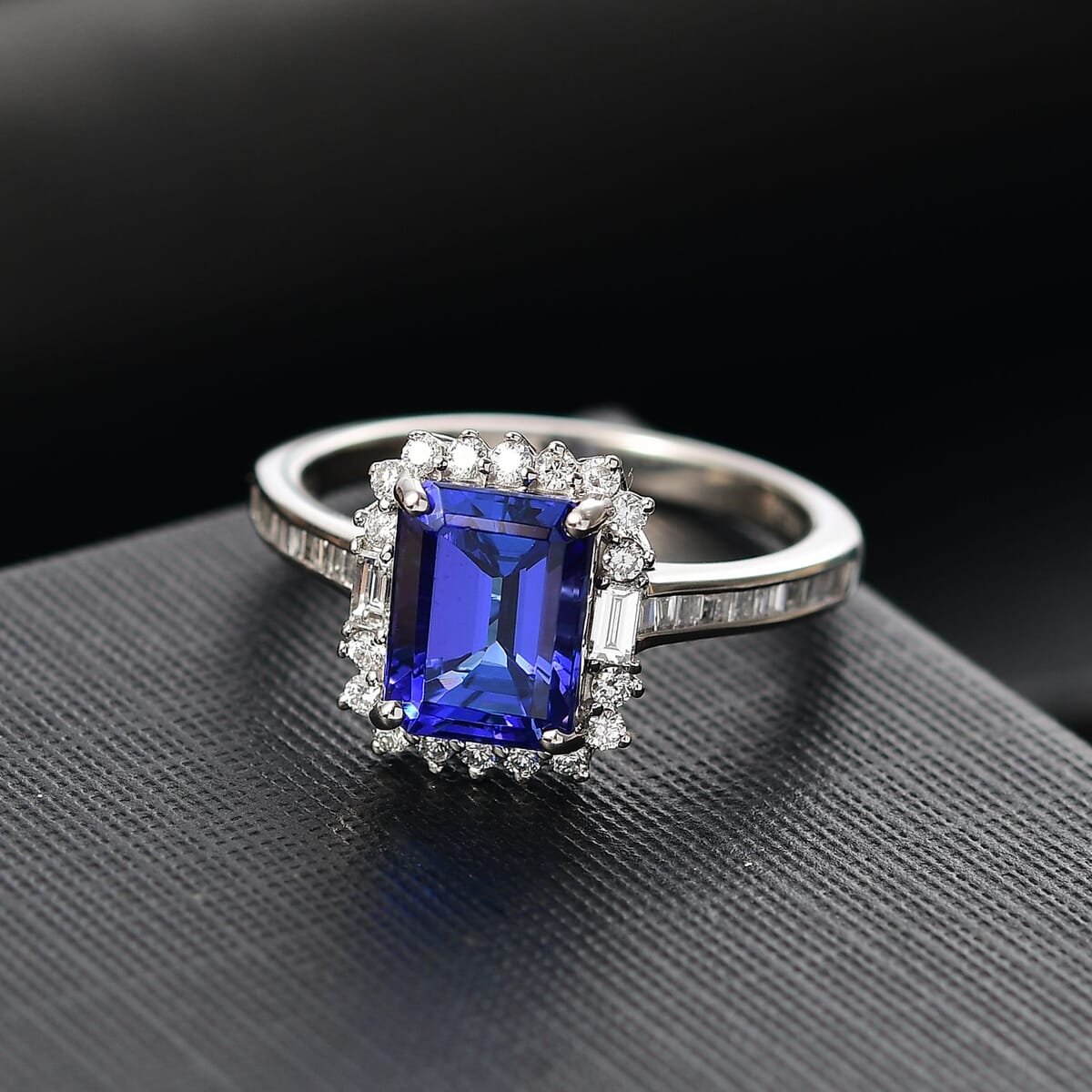 Certified & Appraised Rhapsody AAAA Tanzanite and E-F VS Diamond 3.44 ctw Ring in 950 Platinum (Size 10.0) 6 Grams image number 1