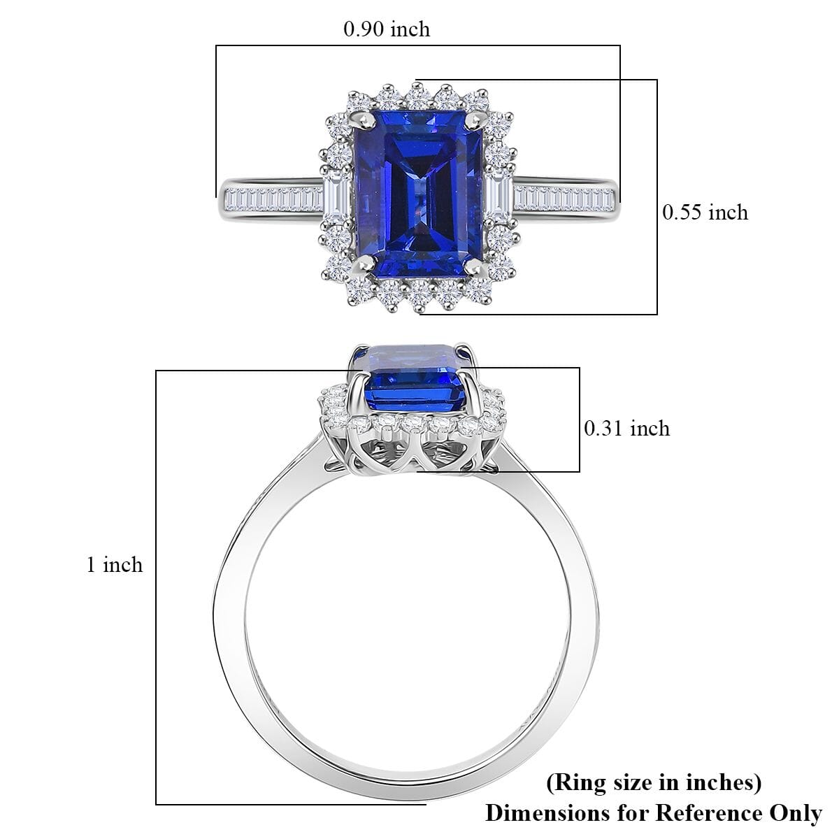 Certified & Appraised Rhapsody 950 Platinum AAAA Tanzanite, Diamond (E-F, VS) (0.58 cts) Ring (Size 10.0) (6 g) (Del. in 10-15 Days) 3.44 ctw image number 4