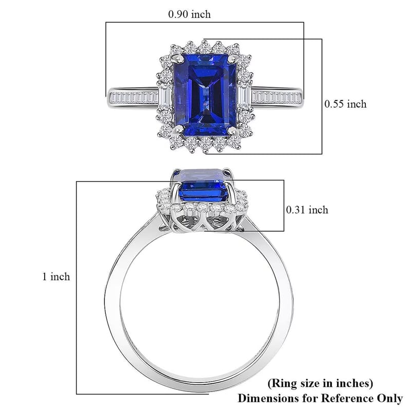 Certified & Appraised Rhapsody AAAA Tanzanite and E-F VS Diamond 3.44 ctw Ring in 950 Platinum (Size 10.0) 6 Grams