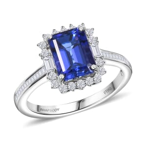 Certified & Appraised Rhapsody AAAA Tanzanite and E-F VS Diamond 3.44 ctw Ring in 950 Platinum (Size 6.0) 6 Grams (Del. in 7-10 Days)