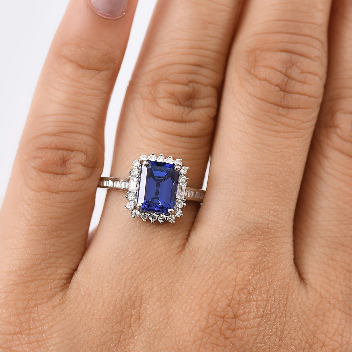 Certified & Appraised Rhapsody AAAA Tanzanite and E-F VS Diamond 3.44 ctw Ring in 950 Platinum (Size 6.0) 6 Grams (Del. in 7-10 Days) image number 1