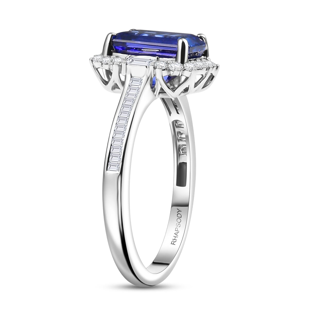 Certified & Appraised Rhapsody AAAA Tanzanite and E-F VS Diamond 3.44 ctw Ring in 950 Platinum (Size 6.0) 6 Grams (Del. in 7-10 Days) image number 2