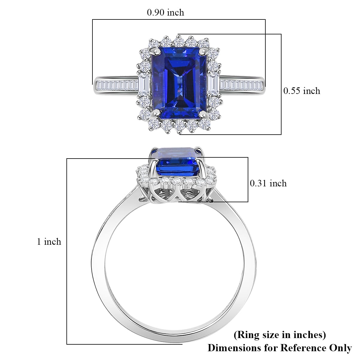 Certified & Appraised Rhapsody AAAA Tanzanite and E-F VS Diamond 3.44 ctw Ring in 950 Platinum (Size 6.0) 6 Grams (Del. in 7-10 Days) image number 4