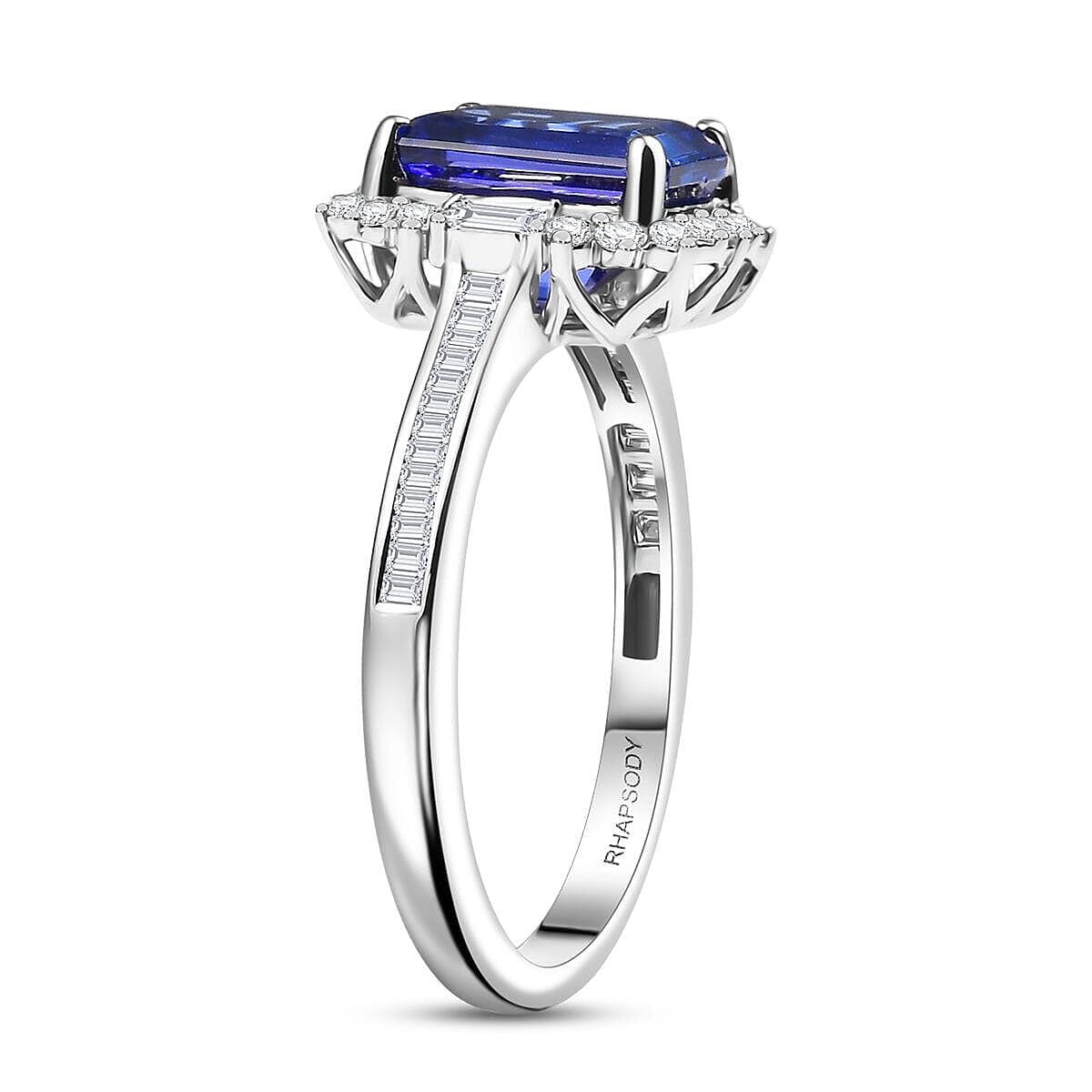 Certified & Appraised Rhapsody AAAA Tanzanite and E-F VS Diamond 3.44 ctw Ring in 950 Platinum (Size 6.5) 6 Grams image number 3