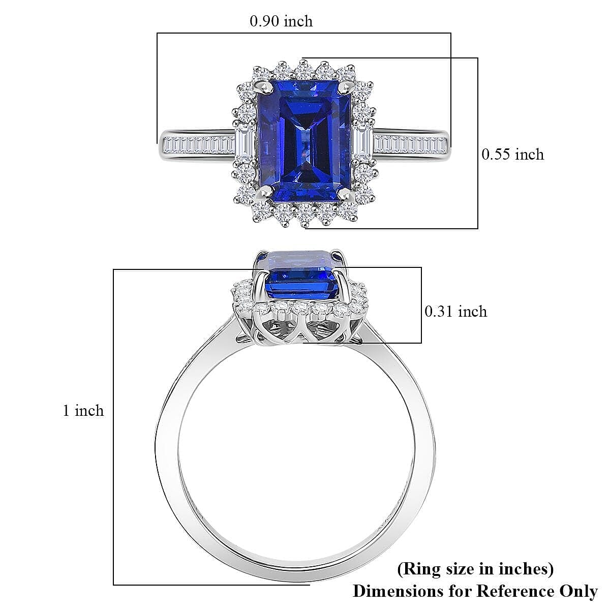 Certified & Appraised Rhapsody AAAA Tanzanite and E-F VS Diamond 3.44 ctw Ring in 950 Platinum (Size 6.5) 6 Grams image number 5