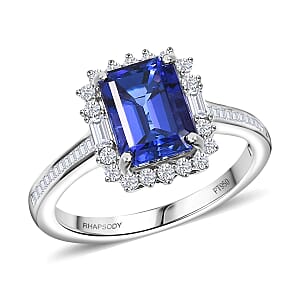 Certified & Appraised Rhapsody AAAA Tanzanite and E-F VS Diamond 3.44 ctw Ring in 950 Platinum (Size 7.0) 6 Grams