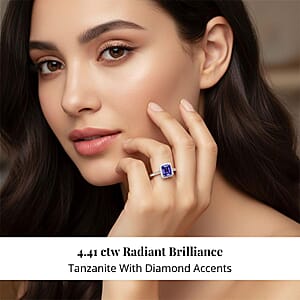 Certified & Appraised Rhapsody AAAA Tanzanite and E-F VS Diamond 4.41 ctw Ring in 950 Platinum (Size 10.0) 6.40 Grams (Del. in 10-15 Days)
