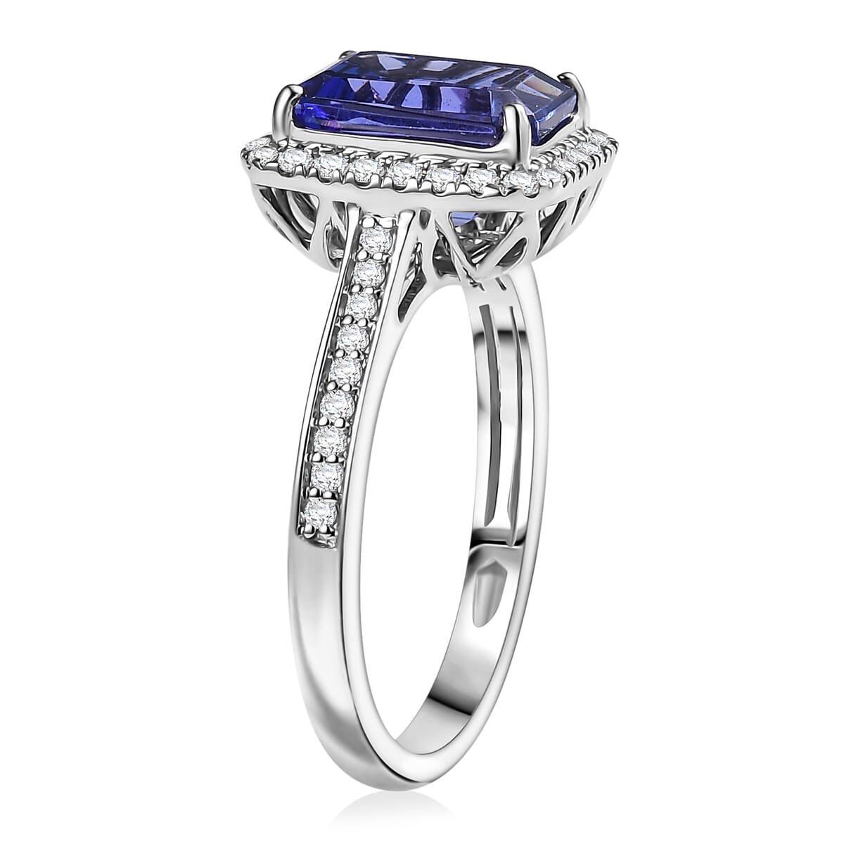 Certified & Appraised Rhapsody AAAA Tanzanite and E-F VS Diamond 4.41 ctw Ring in 950 Platinum 6.40 Grams image number 3