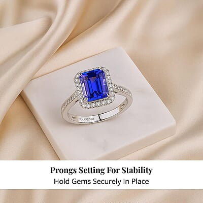 Certified & Appraised Rhapsody 950 Platinum AAAA Tanzanite, Diamond (E-F, VS) (0.40 cts) Ring (Size 12.0) (6.40 g) 4.41 ctw