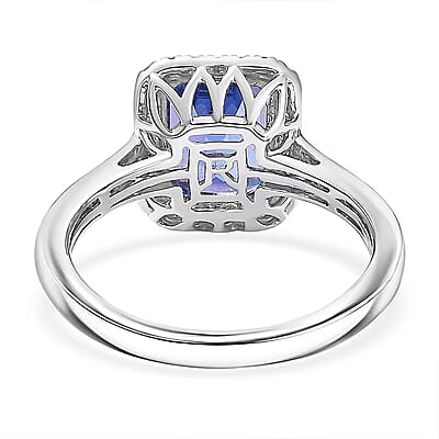 Certified & Appraised Rhapsody 950 Platinum AAAA Tanzanite, Diamond (E-F, VS) (0.40 cts) Ring (Size 12.0) (6.40 g) 4.41 ctw