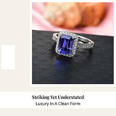 Certified & Appraised Rhapsody AAAA Tanzanite and E-F VS Diamond 4.41 ctw Ring in 950 Platinum (Size 7.0) 6.40 Grams