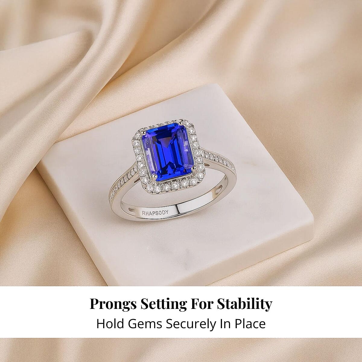 Certified & Appraised Rhapsody AAAA Tanzanite and E-F VS Diamond 4.41 ctw Ring in 950 Platinum (Size 8.0) 6.40 Grams (Del. in 10-15 Days) image number 4