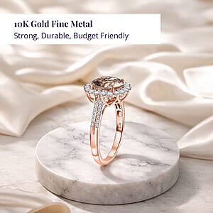 Certified & Appraised Luxoro AAA Marropino Morganite and G-H I2 Diamond 4.09 ctw Ring in 10K Rose Gold (Size 10.0) (Del. in 10-15 Days)