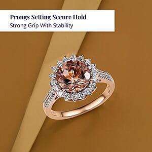 Certified & Appraised Luxoro AAA Marropino Morganite and G-H I2 Diamond 4.09 ctw Ring in 10K Rose Gold (Size 10.0) (Del. in 10-15 Days)