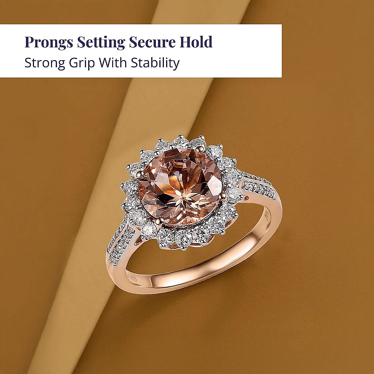 Certified & Appraised Luxoro 10K Rose Gold AAA Marropino Morganite, Diamond (G-H, I2) Ring (Del. in 10-15 Days) 4.09 ctw image number 3