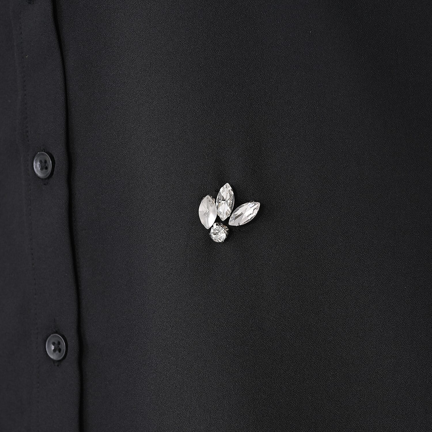 La Marey Black 3/4 Sleeve Blouse with Hand Sewn Jewels - One Size Fits Most