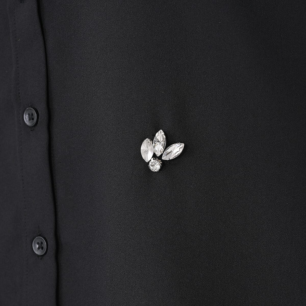 Black Embroidered Poly Moss Handwork Shirt- One Size image number 7