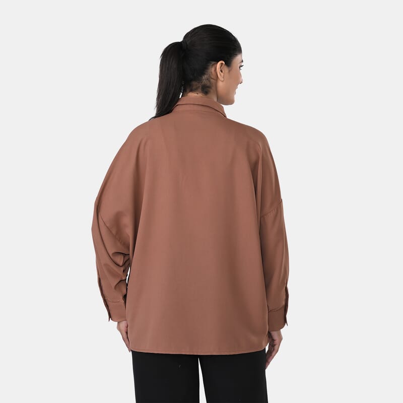 La Marey Mocha 3/4 Sleeve Blouse with Hand Sewn Jewels - One Size Fits Most