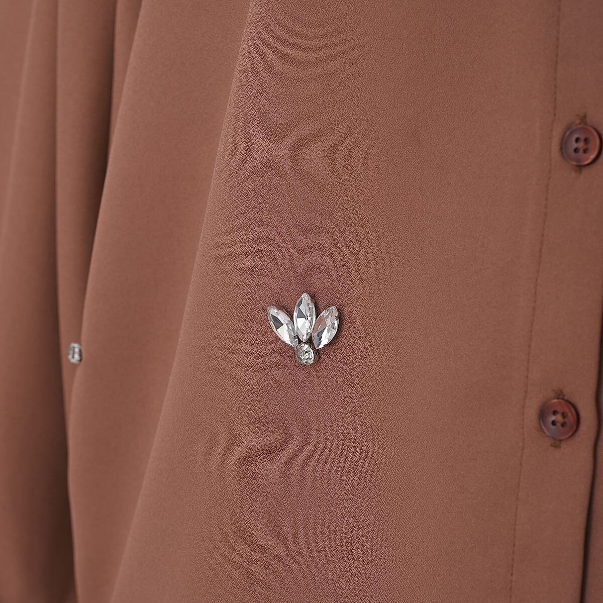Mocha Embroidered Poly Moss Handwork Shirt- One Size image number 8