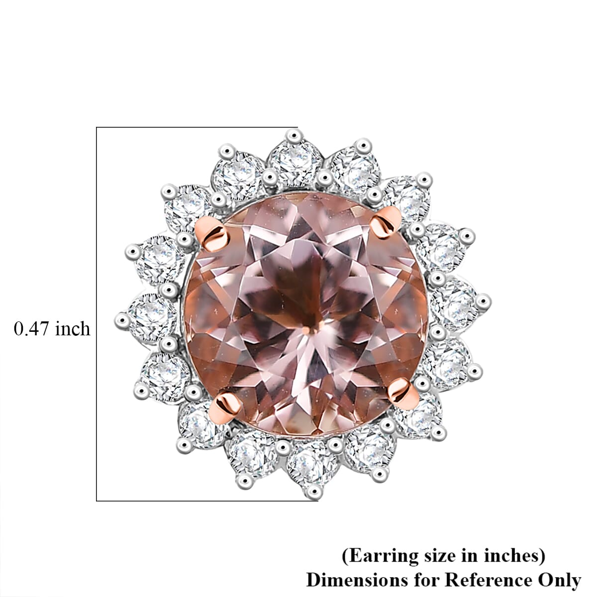 Certified & Appraised Luxoro AAA Marropino Morganite and G-H I2 Diamond 3.22 ctw Stud Earrings in 10K Rose Gold (Del. in 10-15 Days) image number 4