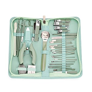 Set of 35pcs Multi-functional Manicure Set with Storage Bag - Green