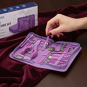 Livmore Set of 35pcs Multi-functional Manicure Set with Storage Bag - Purple