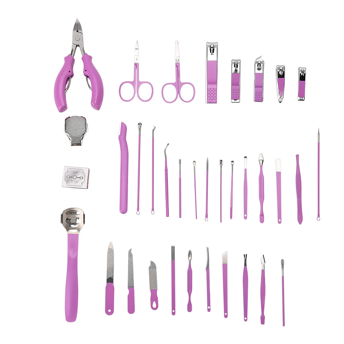 Livmore Set of 35pcs Multi-functional Manicure Set with Storage Bag - Purple image number 3
