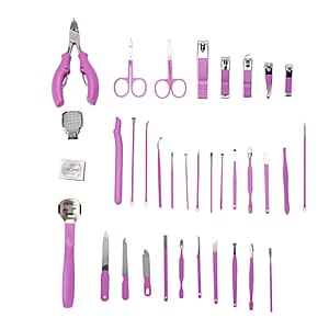 Livmore Set of 35pcs Multi-functional Manicure Set with Storage Bag - Purple