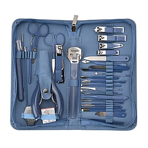 Livmore Set of 35pcs Multi-functional Manicure Set with Storage Bag - Blue