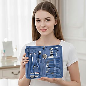 Livmore Set of 35pcs Multi-functional Manicure Set with Storage Bag - Blue
