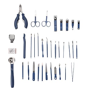 Livmore Set of 35pcs Multi-functional Manicure Set with Storage Bag - Blue