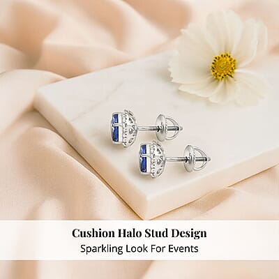 Certified & Appraised Rhapsody AAAA Tanzanite and E-F VS Diamond 2.80 ctw Stud Earrings in 950 Platinum