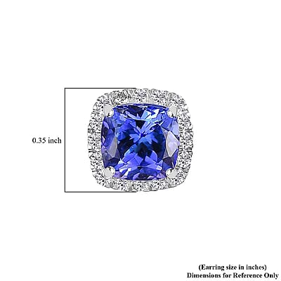 Certified & Appraised Rhapsody AAAA Tanzanite and E-F VS Diamond 2.80 ctw Stud Earrings in 950 Platinum