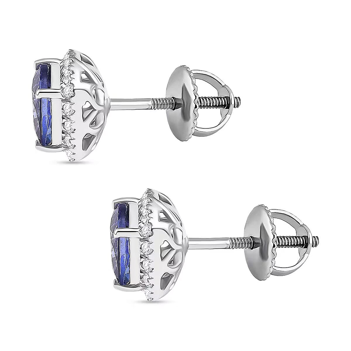  Certified & Appraised Rhapsody AAAA Tanzanite and E-F VS Diamond 2.80 ctw Stud Earrings in 950 Platinum image number 6
