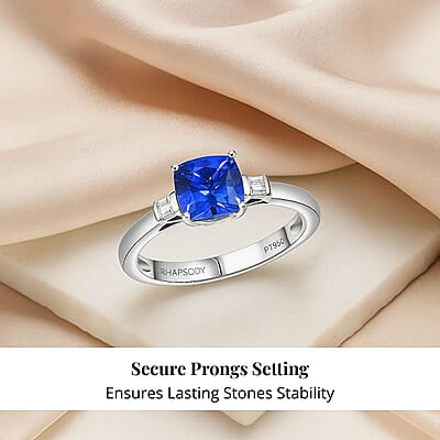 Certified & Appraised Rhapsody 950 Platinum AAAA Tanzanite, Diamond (E-F, VS) Ring (Size 5.0) (4.87 g) 1.55 ctw