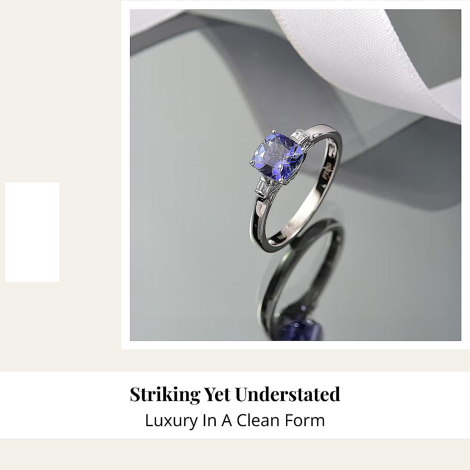 Certified & Appraised Rhapsody 950 Platinum AAAA Tanzanite, Diamond (E-F, VS) Ring (Size 5.0) (4.87 g) 1.55 ctw