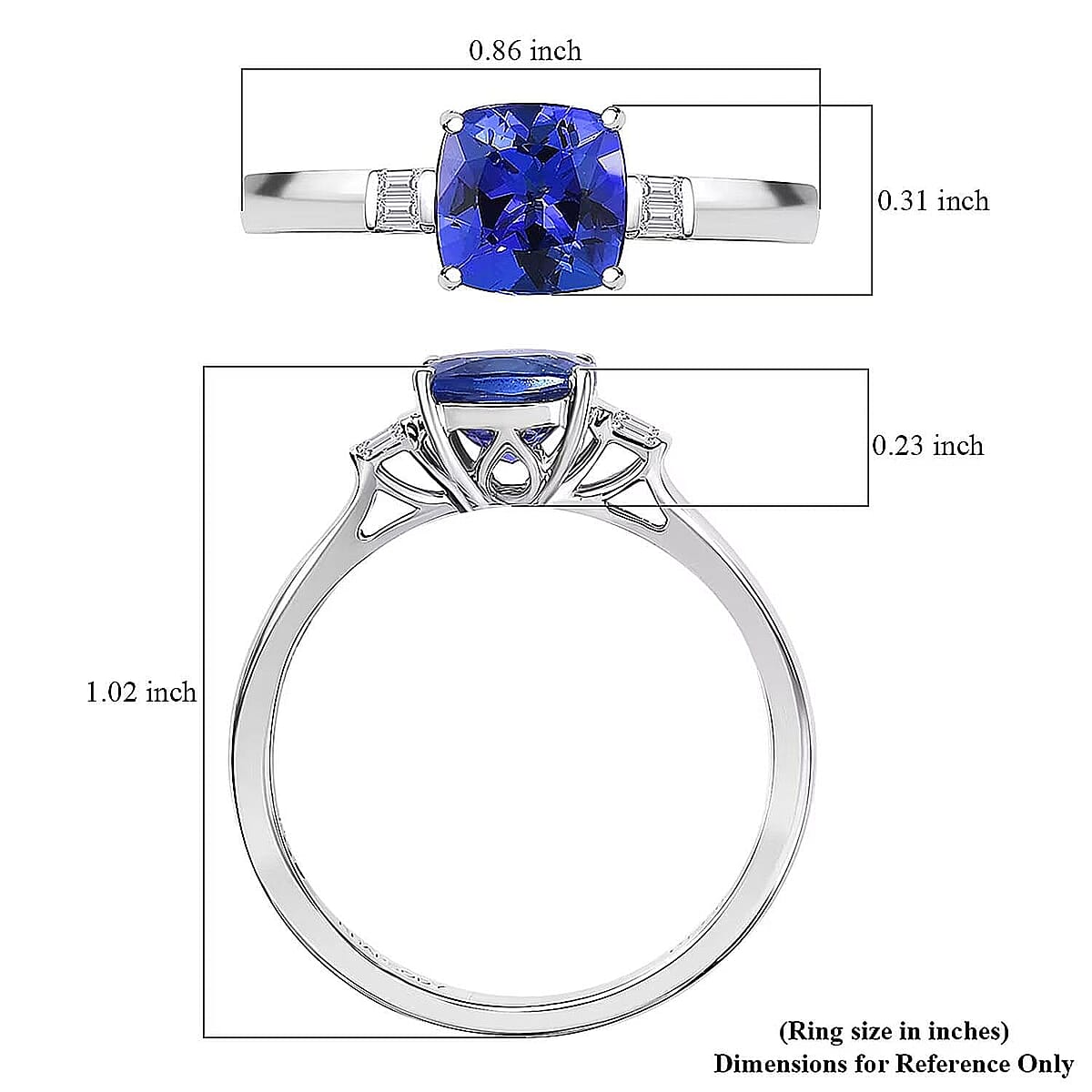 Certified & Appraised Rhapsody 950 Platinum AAAA Tanzanite, Diamond (E-F, VS) Ring (4.87 g) (Del. in 10-15 Days) 1.55 ctw image number 6