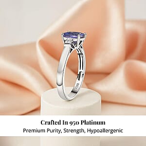 Certified & Appraised Rhapsody AAAA Tanzanite and E-F VS Diamond 1.55 ctw Ring in 950 Platinum (Size 6.0) 4.87 Grams (Del. in 10-15 Days)